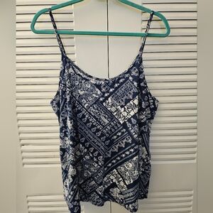 Maurices Dark Blue and White Patterned Tank Top - Size XL